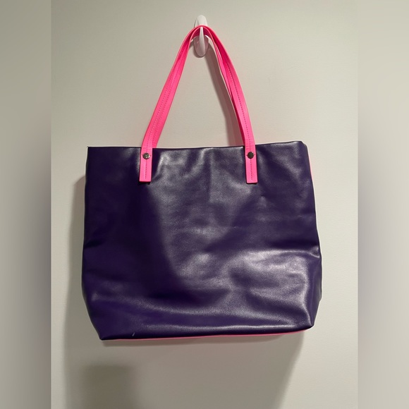 {Brooklyn Industries} Tote bag (used) color block Pink Purple - Picture 2 of 10